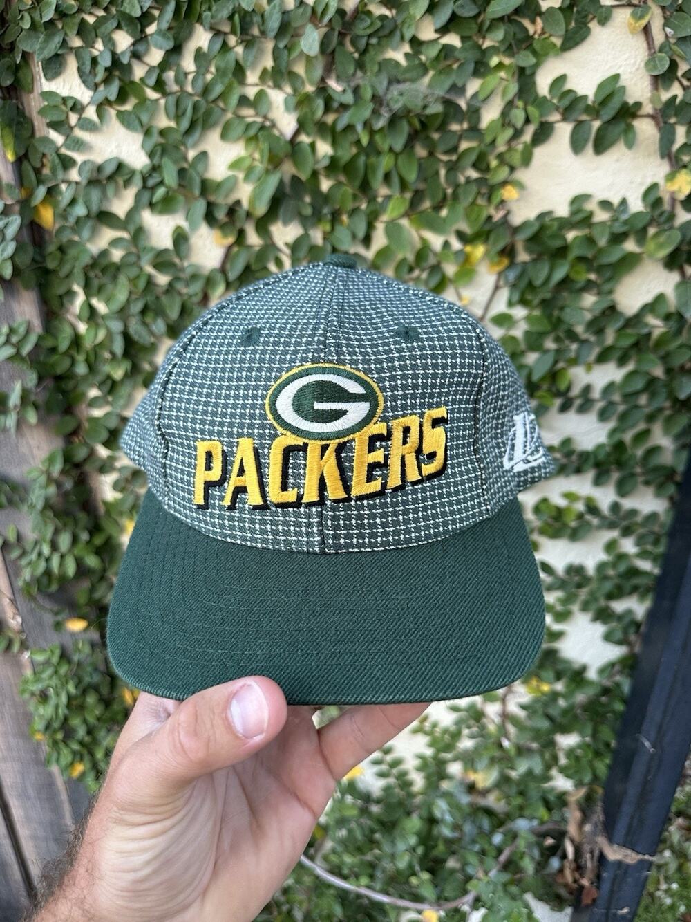 Vintage Logo Athletic Green Bay Packers Plaid Strapback Hat